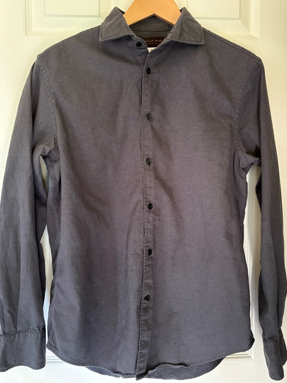 Thomas Dean Men’s Slate Gray Casual Button-Down Shirt medium